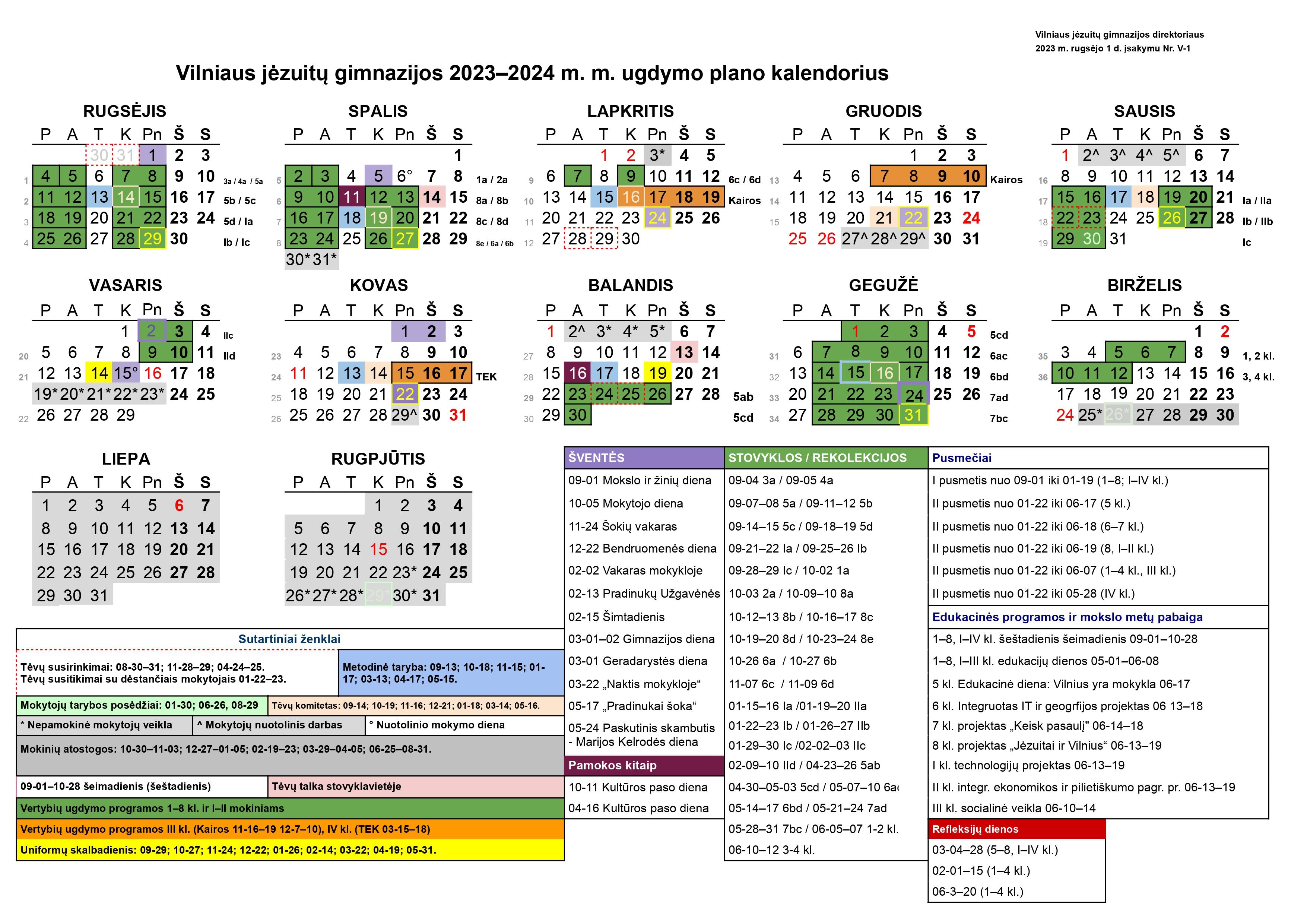 Ugdymo plano kalendorius 2023-2024